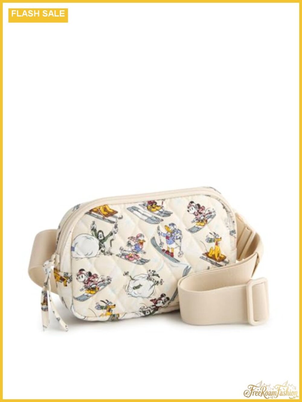 Premium Cotton Quilted Crossbody Belt Bag Zip Pockets Machine Washable